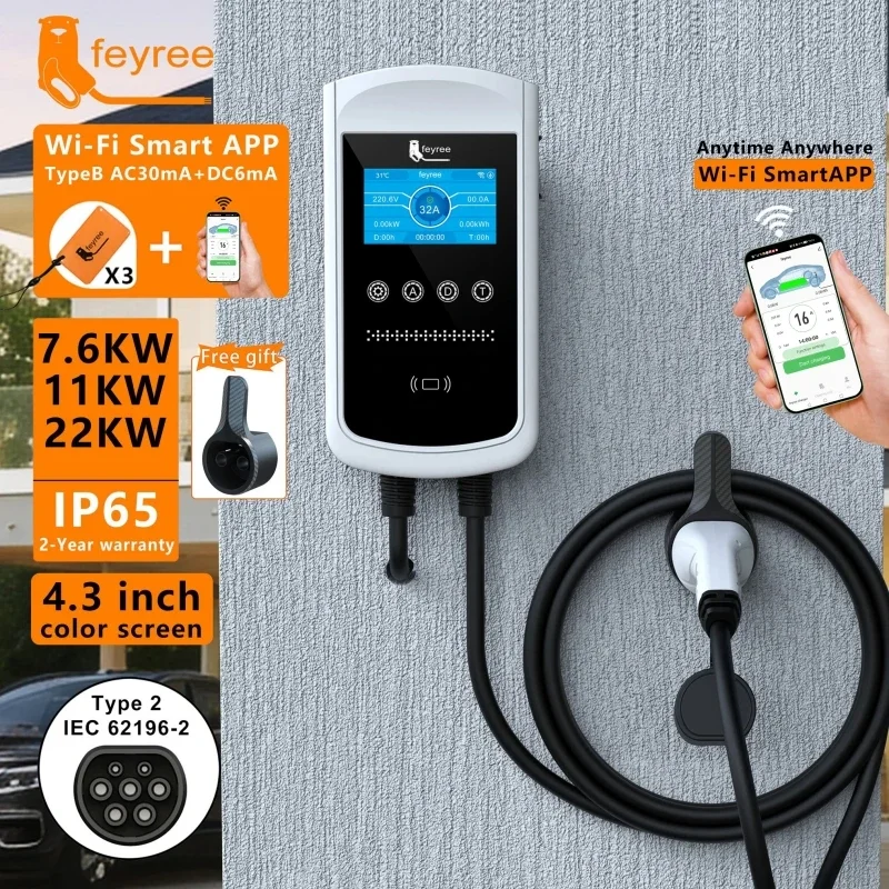 เครื่องชาร์จรถยนต์ไฟฟ้า Feyree - Ev Charger Type 2 22Kw 32A 3 Phase บทวิจารณ์และราคา